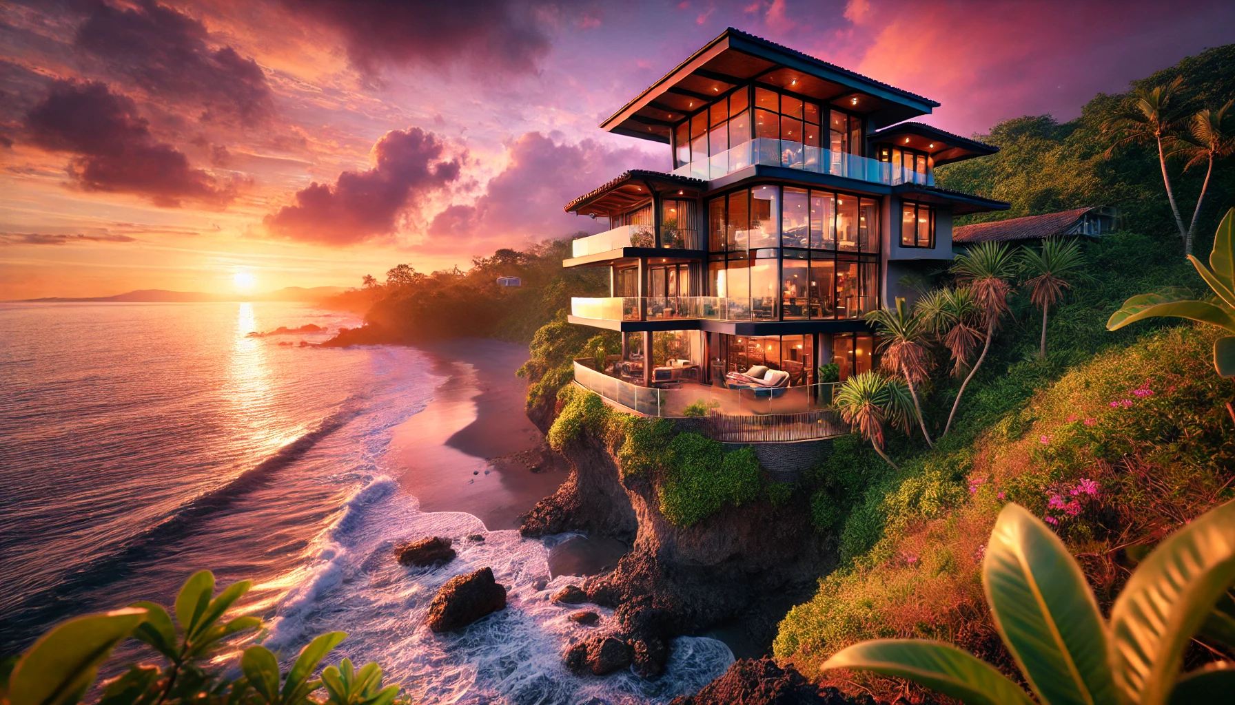 Image of a luxury home overlooking the ocean at Sunset in Papagayo